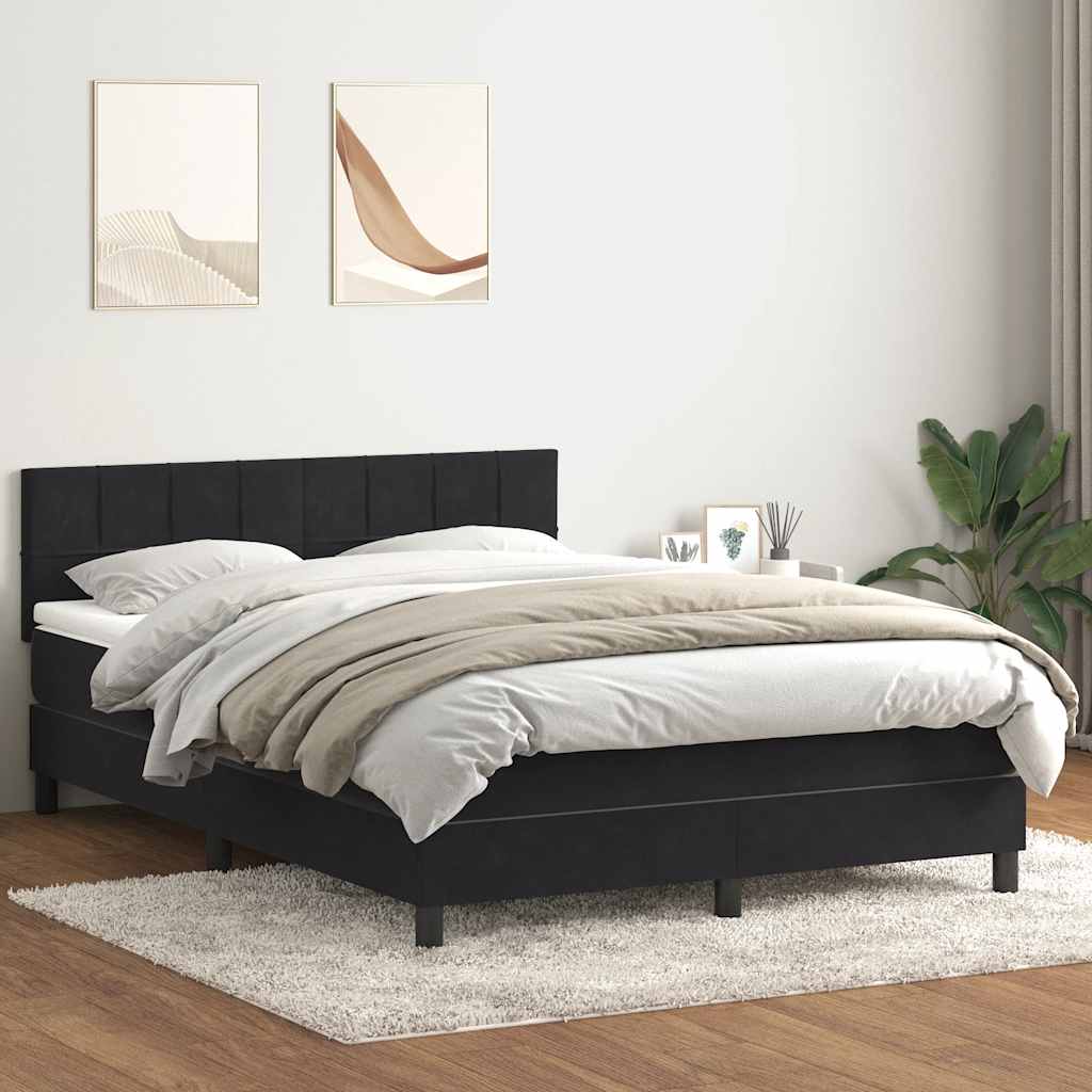 Sommier à lattes de lit avec matelas noir 160x210 cm velours - XIOS