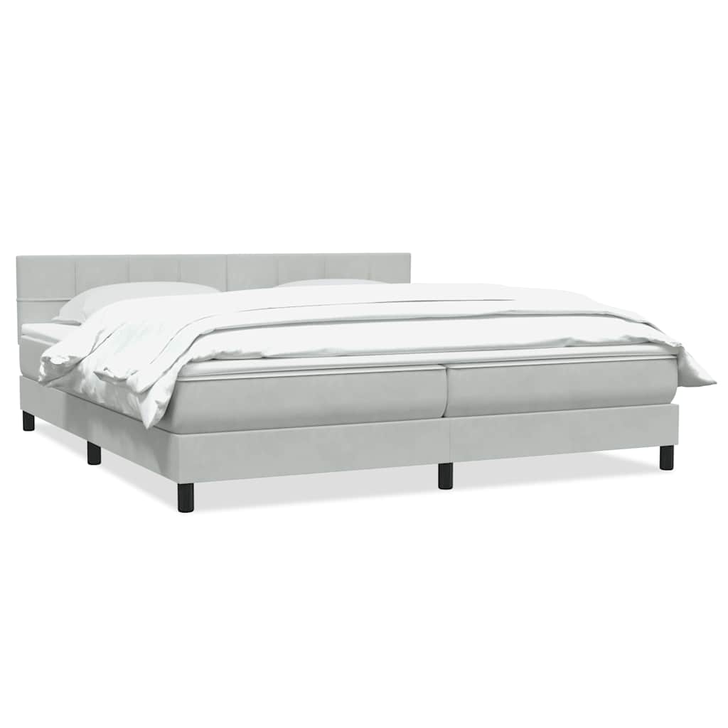 Sommier à lattes de lit et matelas gris clair 180x210cm velours - XIOS