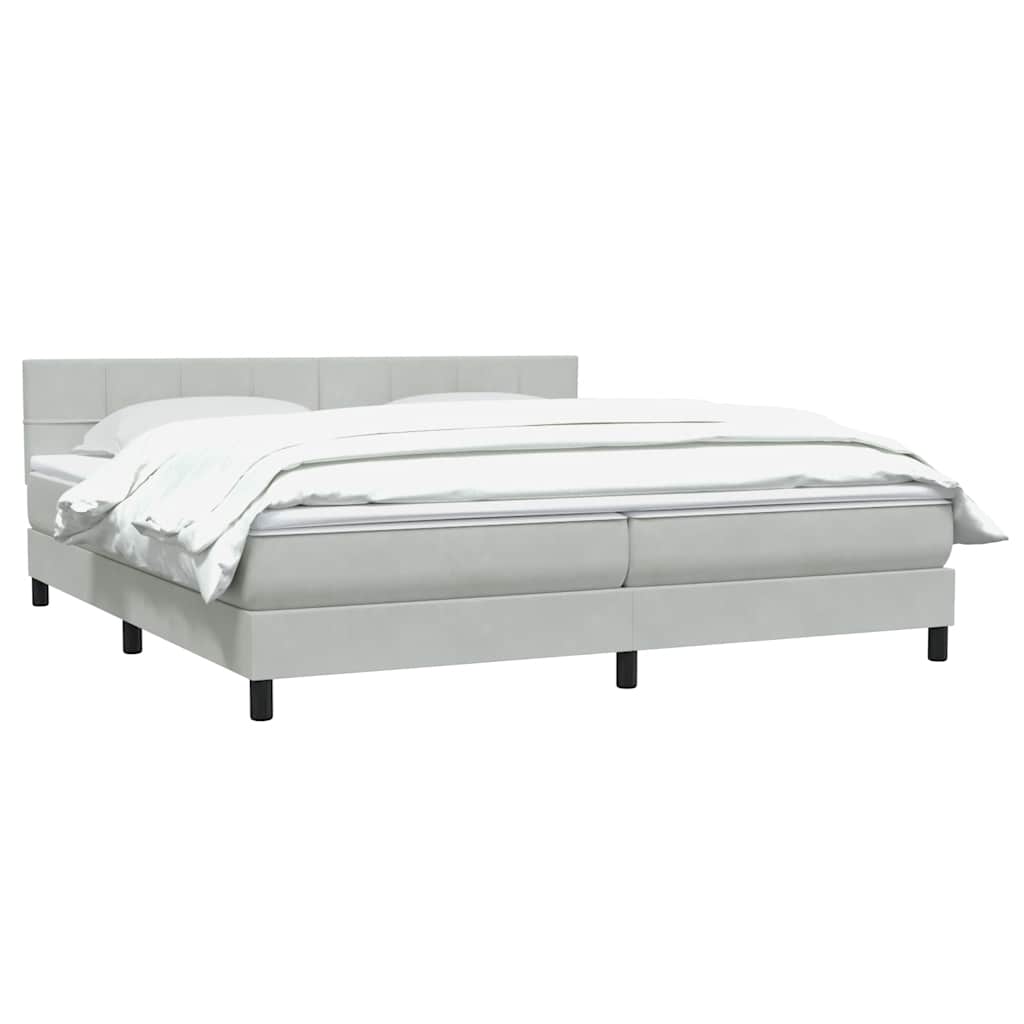 Sommier à lattes de lit et matelas gris clair 180x210cm velours - XIOS