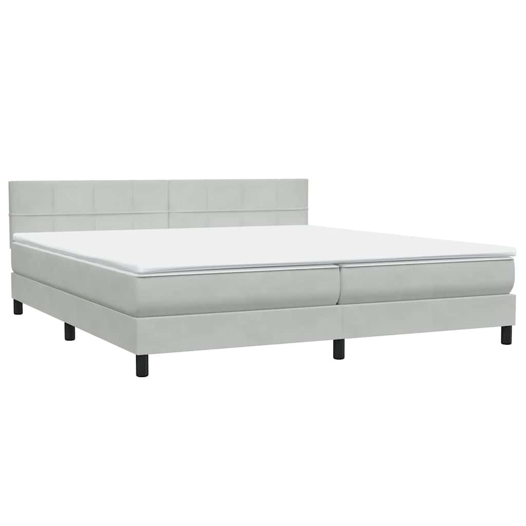 Sommier à lattes de lit et matelas gris clair 180x210cm velours - XIOS