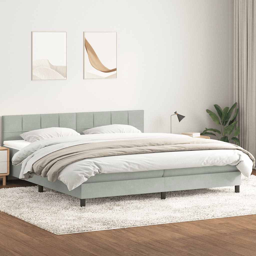 Sommier à lattes de lit et matelas gris clair 180x210cm velours - XIOS