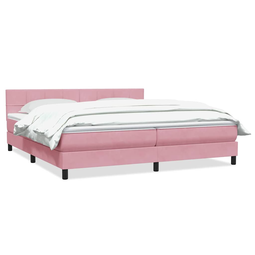 Sommier à lattes de lit avec matelas rose 180x210 cm velours - XIOS