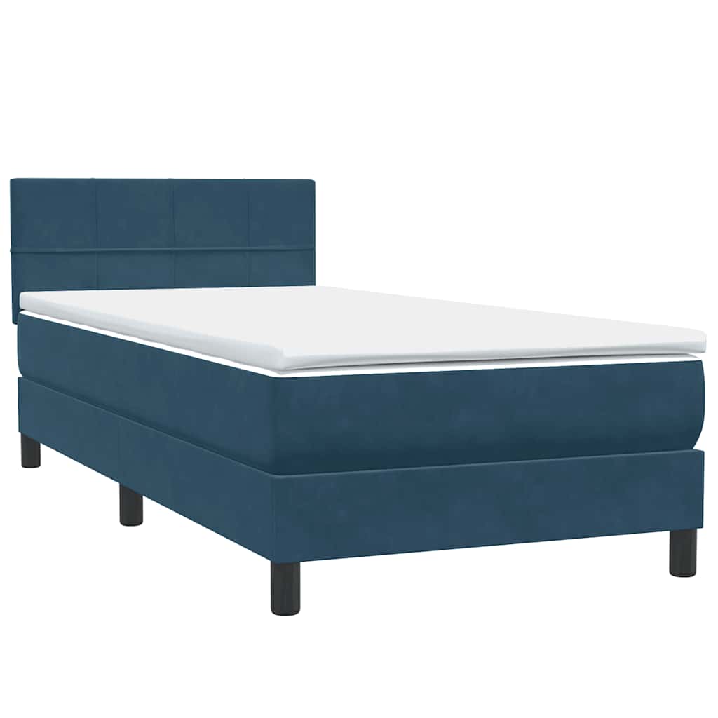 Sommier à lattes de lit et matelas bleu foncé 80x220 cm velours - XIOS