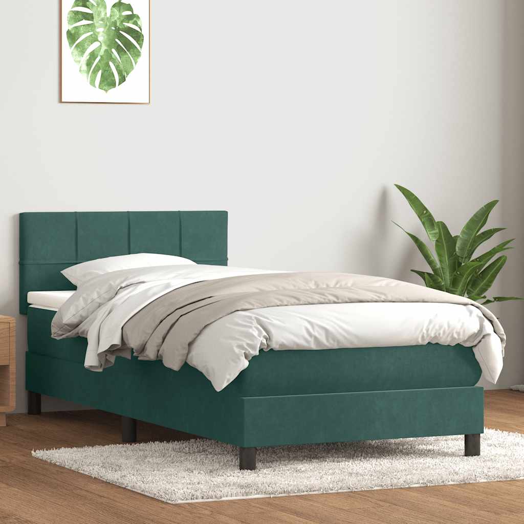 Sommier à lattes de lit et matelas vert foncé 90x220 cm velours - XIOS