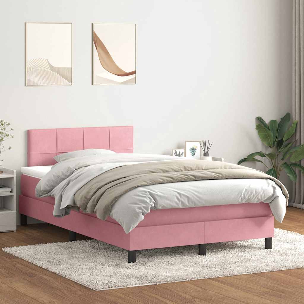 Sommier à lattes de lit avec matelas rose 120x220 cm velours - XIOS