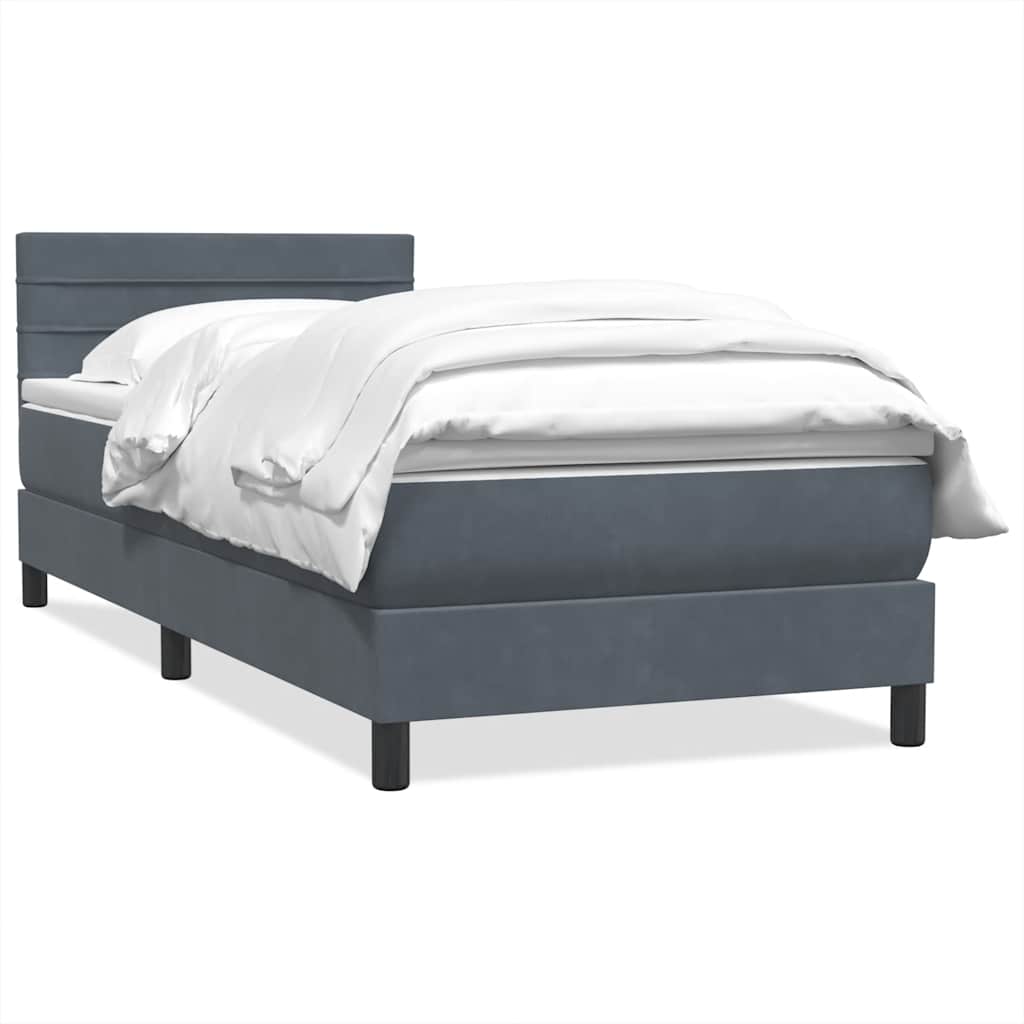 Sommier à lattes de lit et matelas gris foncé 80x210 cm velours - XIOS