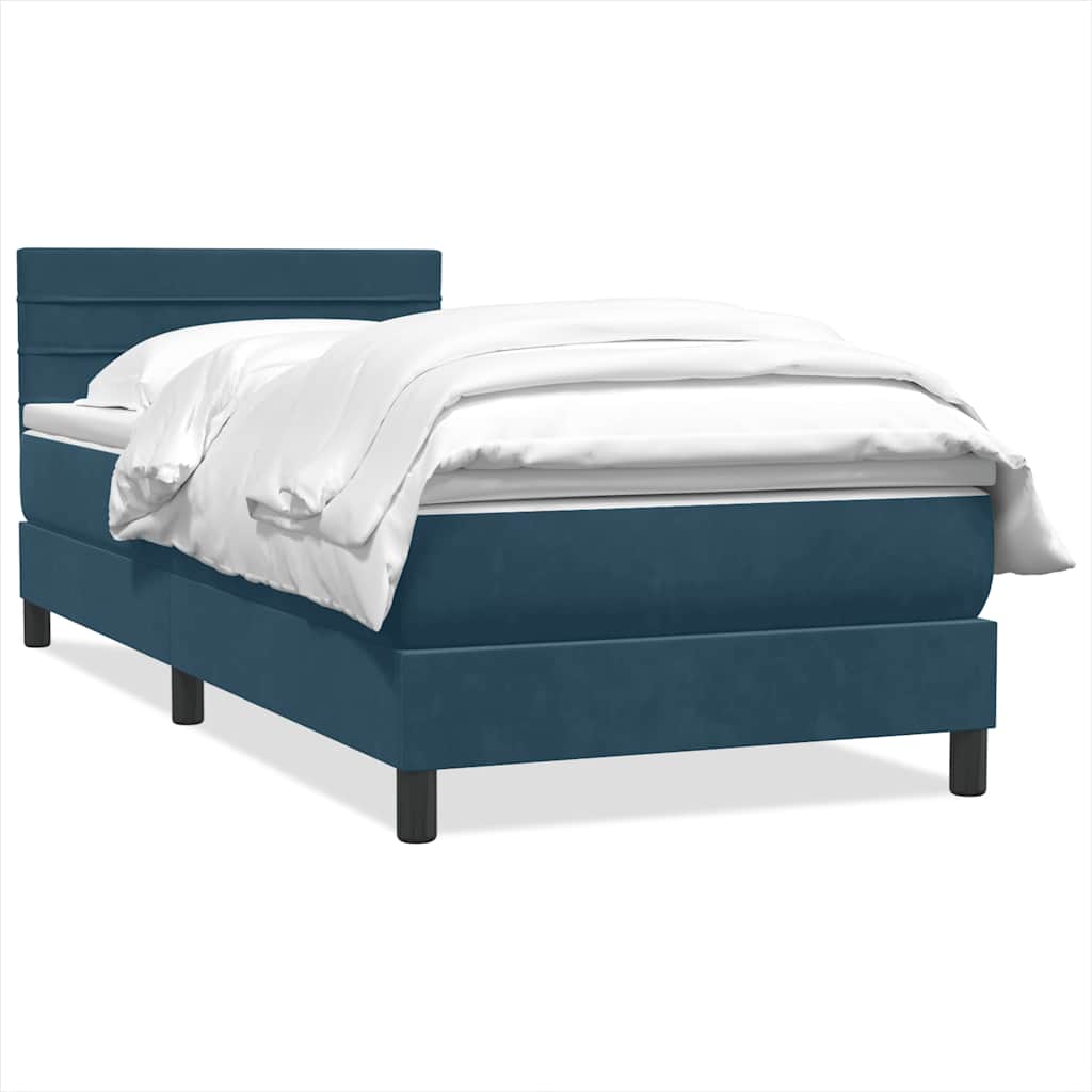 Sommier à lattes de lit et matelas bleu foncé 80x210 cm velours - XIOS