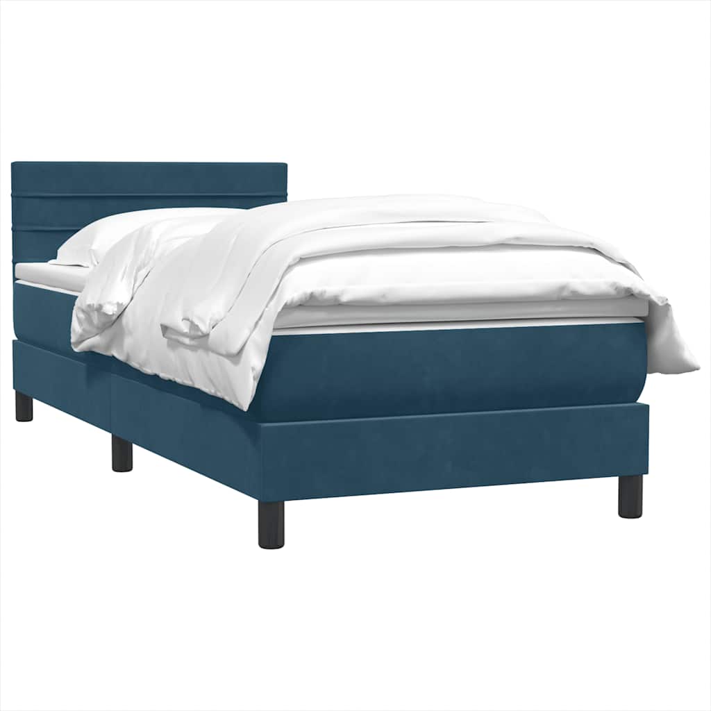 Sommier à lattes de lit et matelas bleu foncé 80x210 cm velours - XIOS