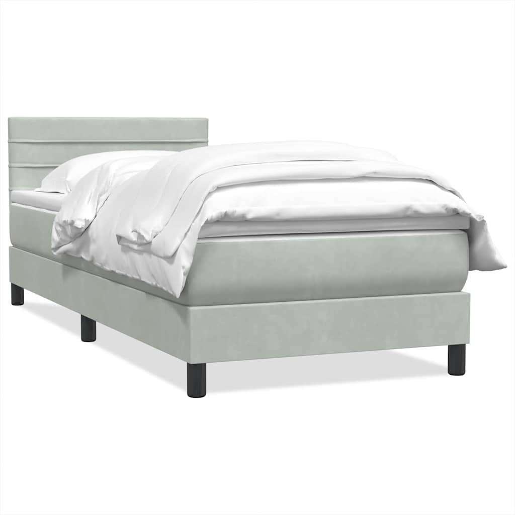 Sommier à lattes de lit et matelas gris clair 90x210 cm velours - XIOS