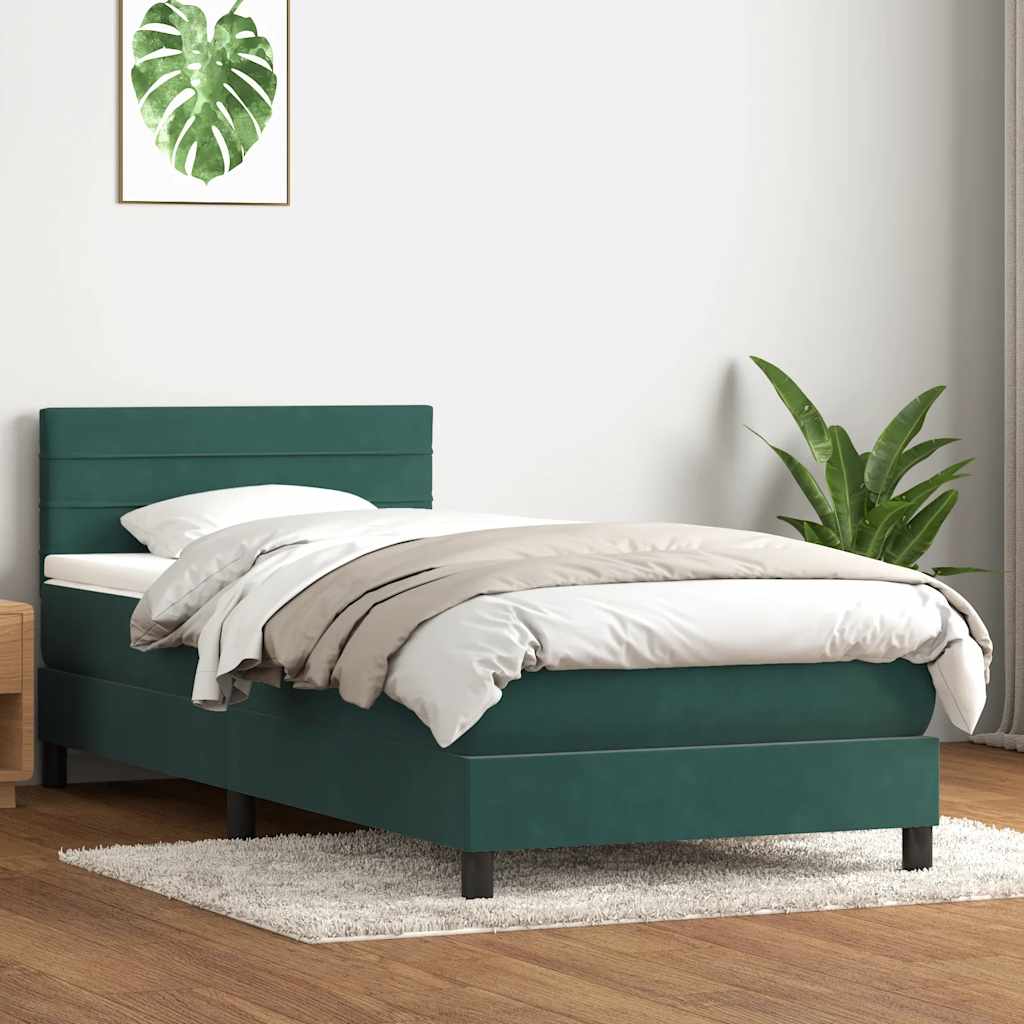 Sommier à lattes de lit et matelas vert foncé 90x210 cm velours - XIOS