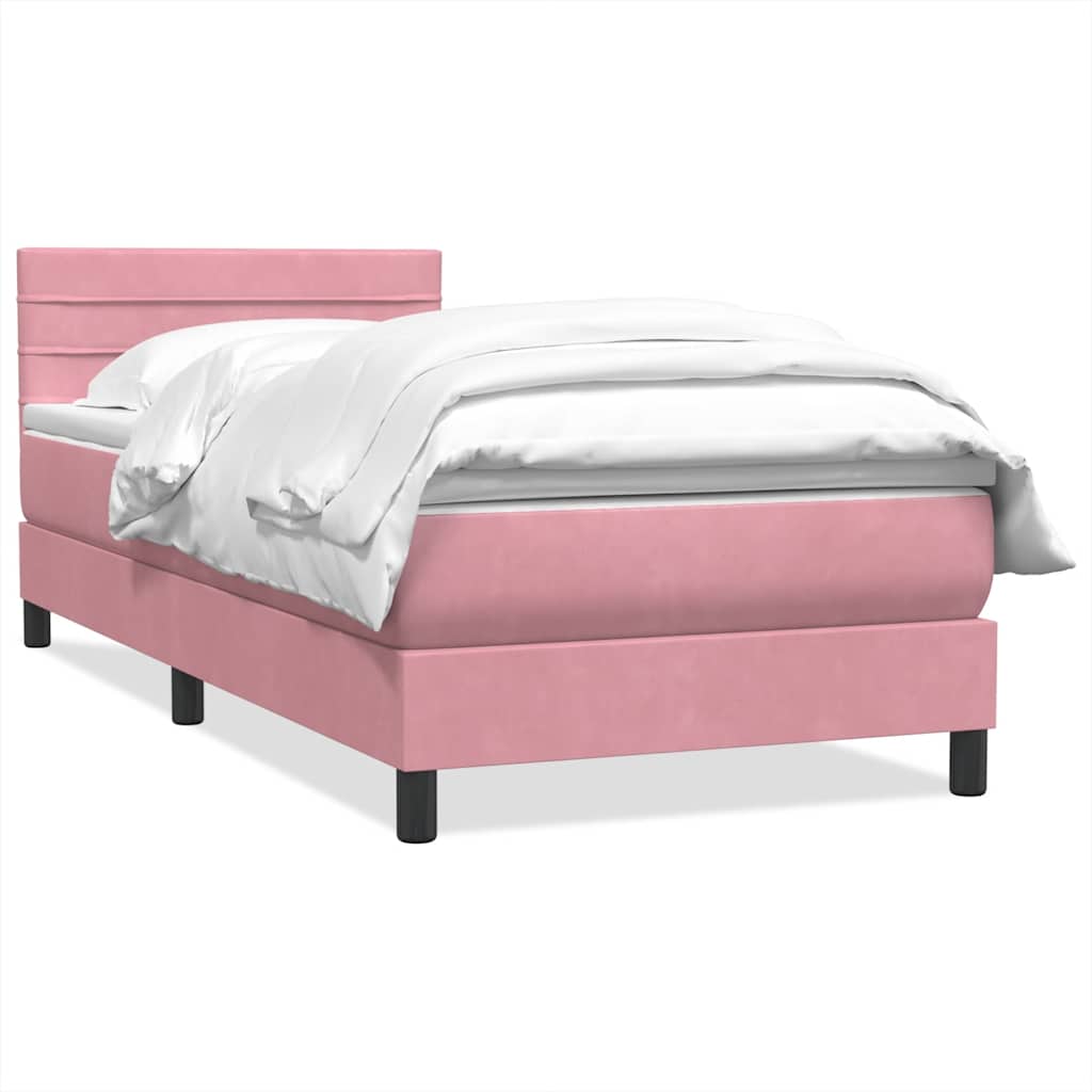 Sommier à lattes de lit avec matelas rose 90x210 cm velours - XIOS