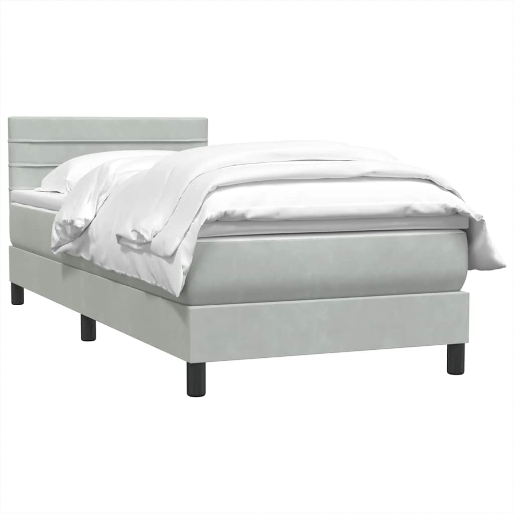 Sommier à lattes de lit et matelas gris clair 100x210cm velours - XIOS