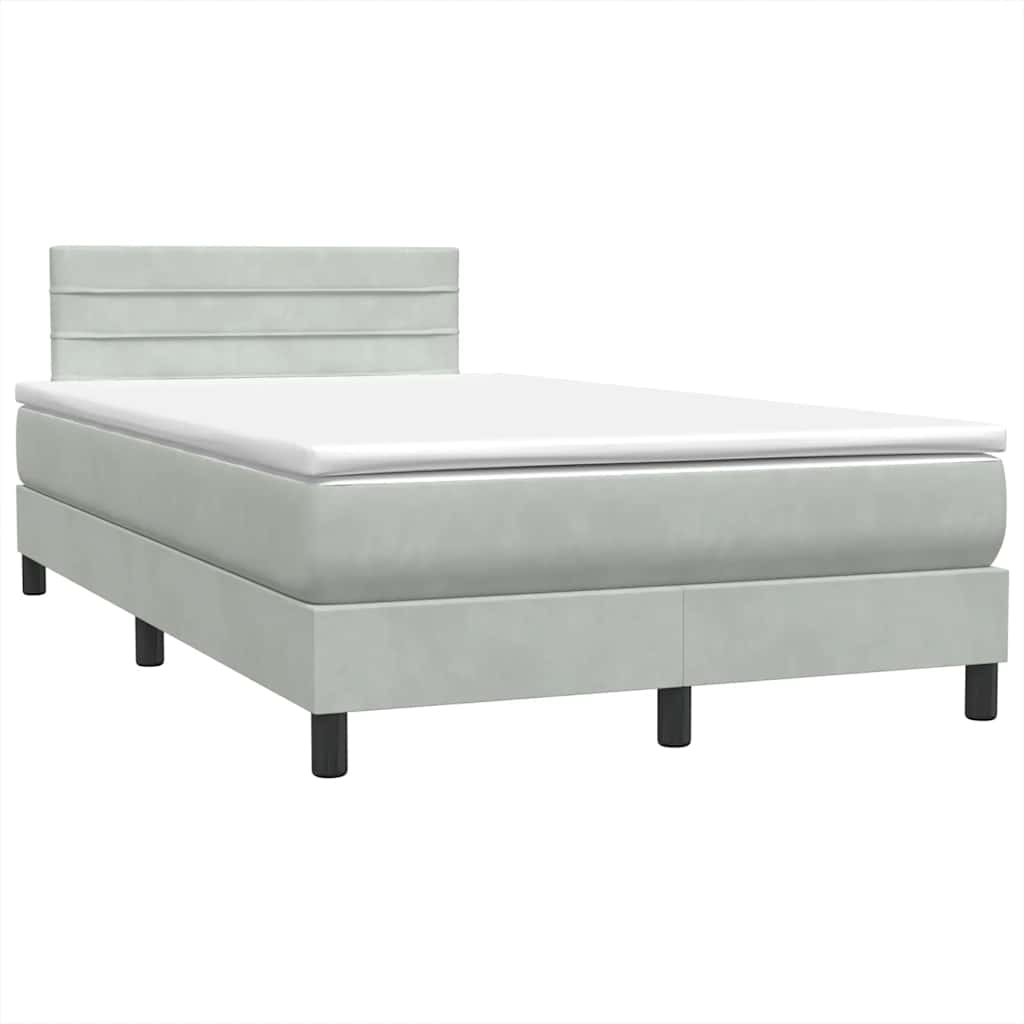 Sommier à lattes de lit et matelas gris clair 120x210cm velours - XIOS