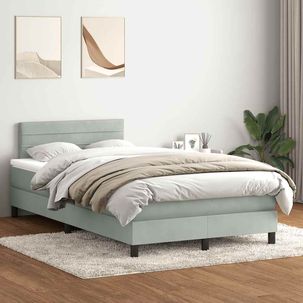 Sommier à lattes de lit et matelas gris clair 120x210cm velours - XIOS