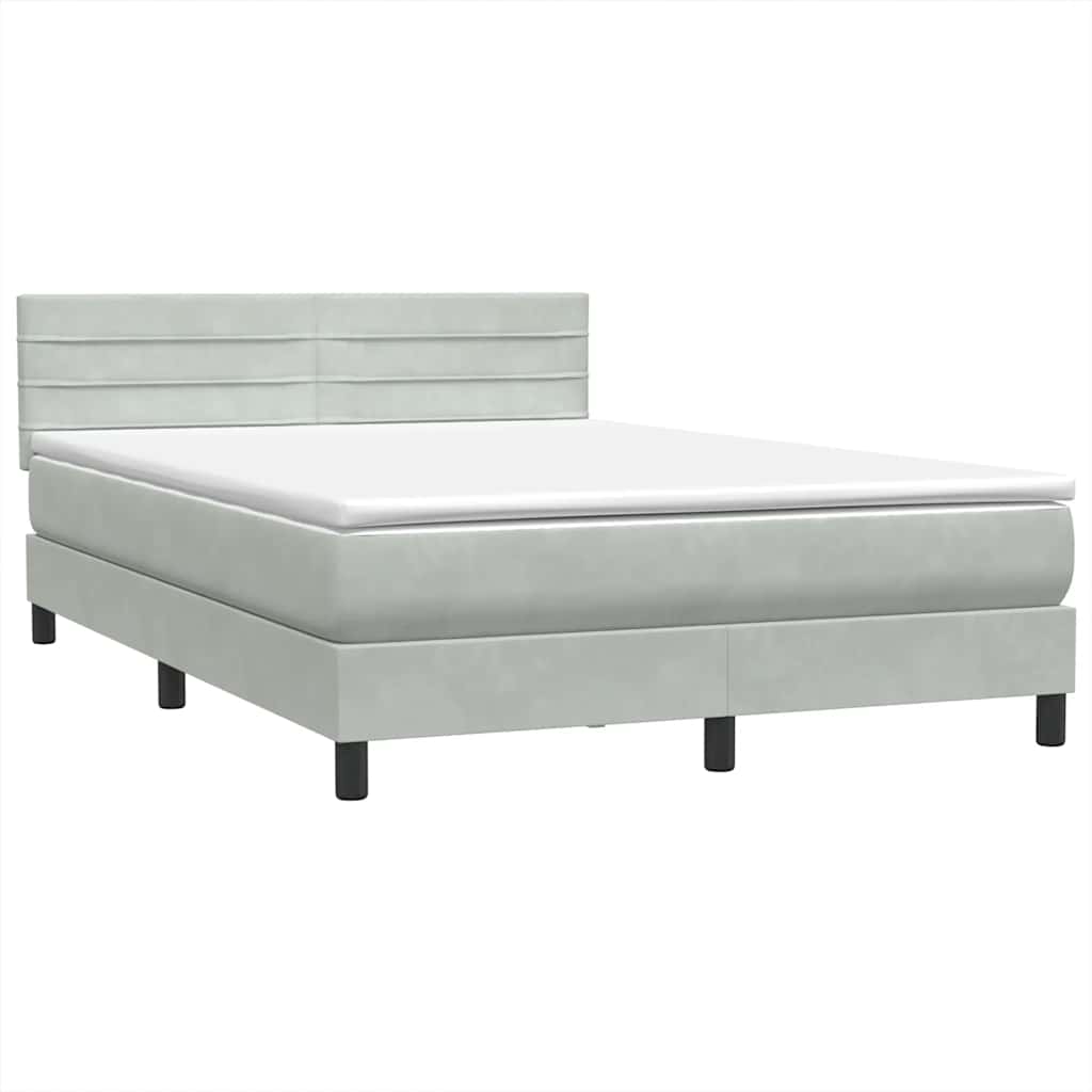 Sommier à lattes de lit et matelas gris clair 140x210cm velours - XIOS