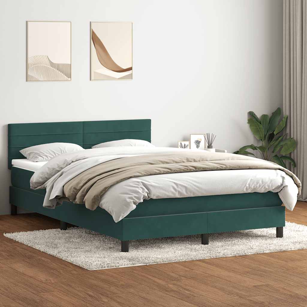 Sommier à lattes de lit et matelas vert foncé 140x210cm velours - XIOS