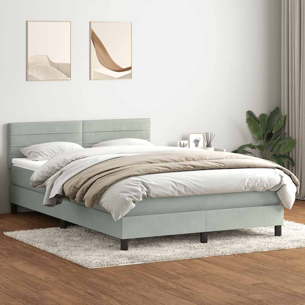 Sommier à lattes de lit et matelas gris clair 160x210cm velours - XIOS