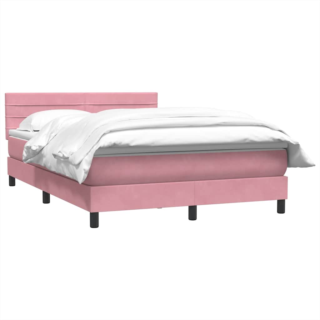 Sommier à lattes de lit avec matelas rose 160x210 cm velours - XIOS