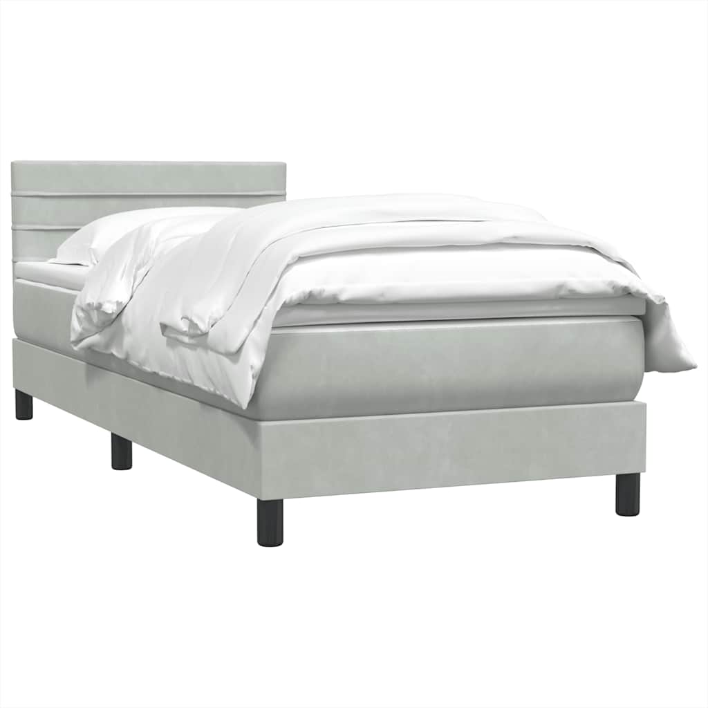 Sommier à lattes de lit et matelas gris clair 80x220 cm velours - XIOS