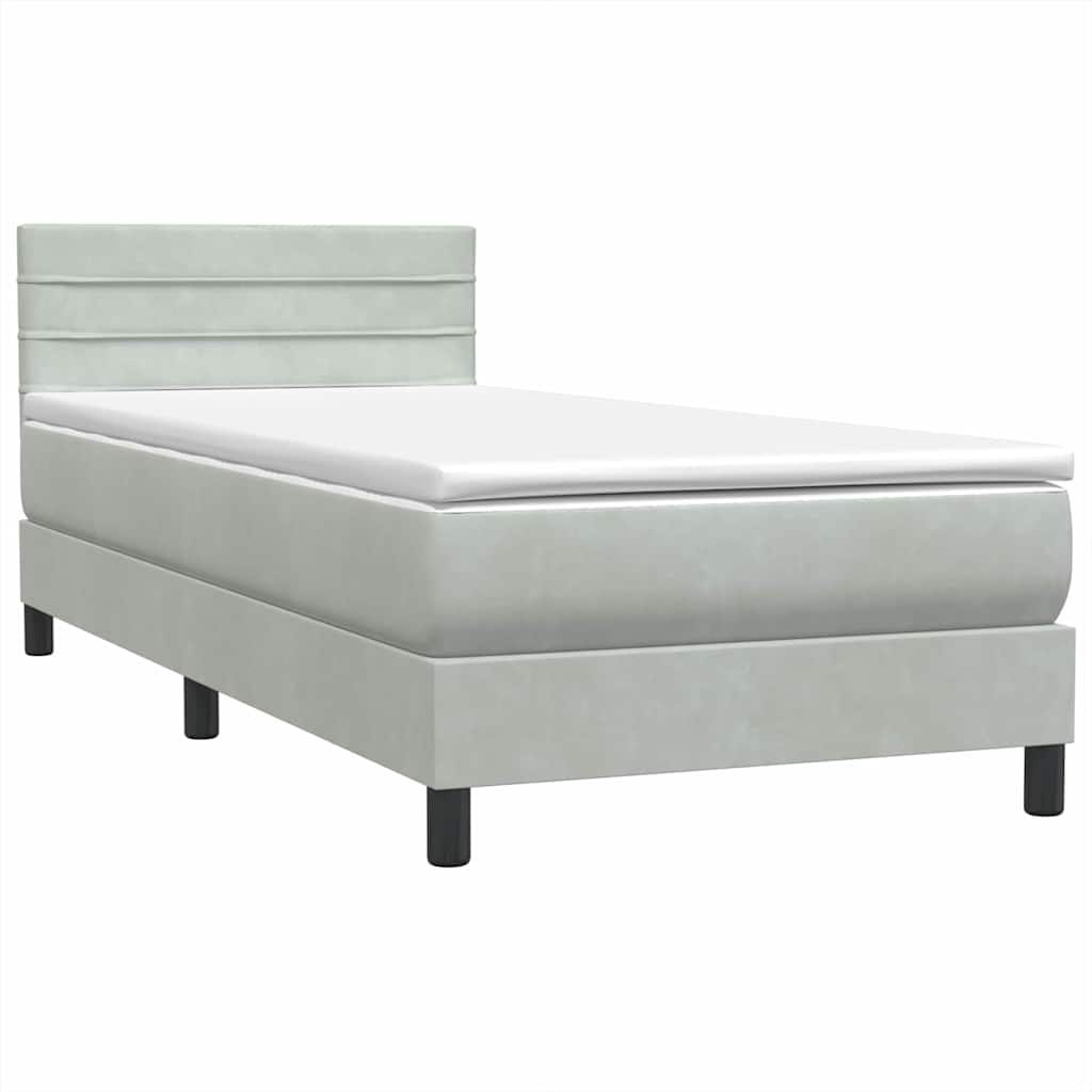 Sommier à lattes de lit et matelas gris clair 80x220 cm velours - XIOS