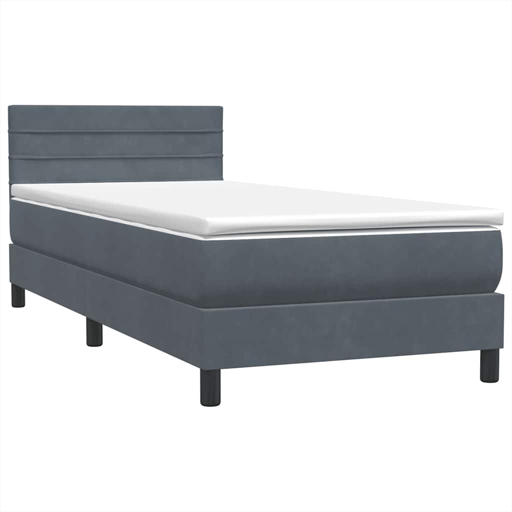 Sommier à lattes de lit et matelas gris foncé 80x220 cm velours - XIOS