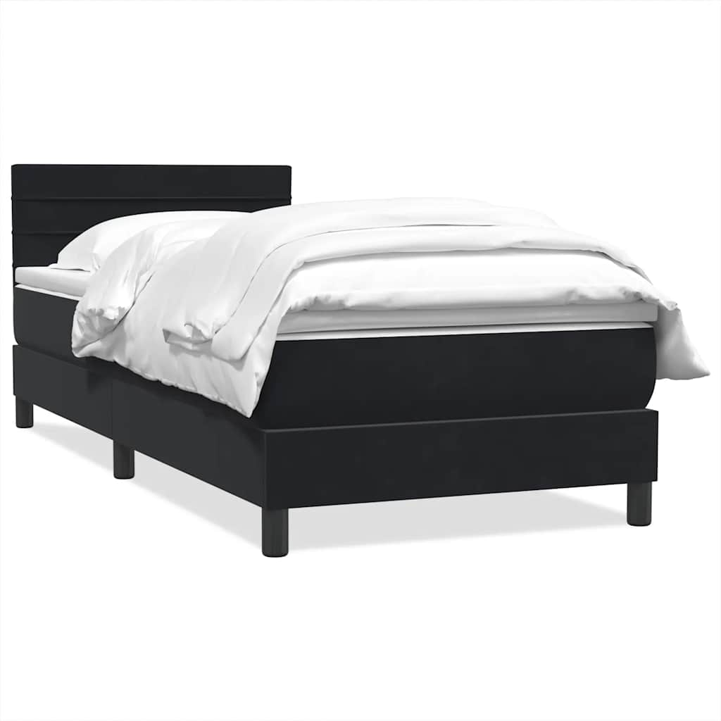 Sommier à lattes de lit avec matelas noir 80x220 cm velours - XIOS