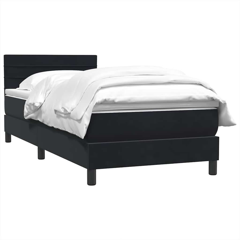 Sommier à lattes de lit avec matelas noir 80x220 cm velours - XIOS