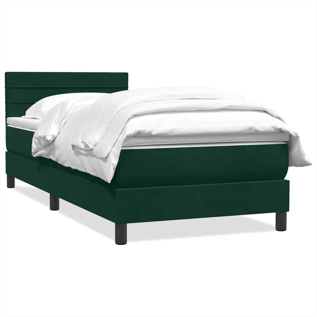 Sommier à lattes de lit et matelas vert foncé 80x220 cm velours - XIOS