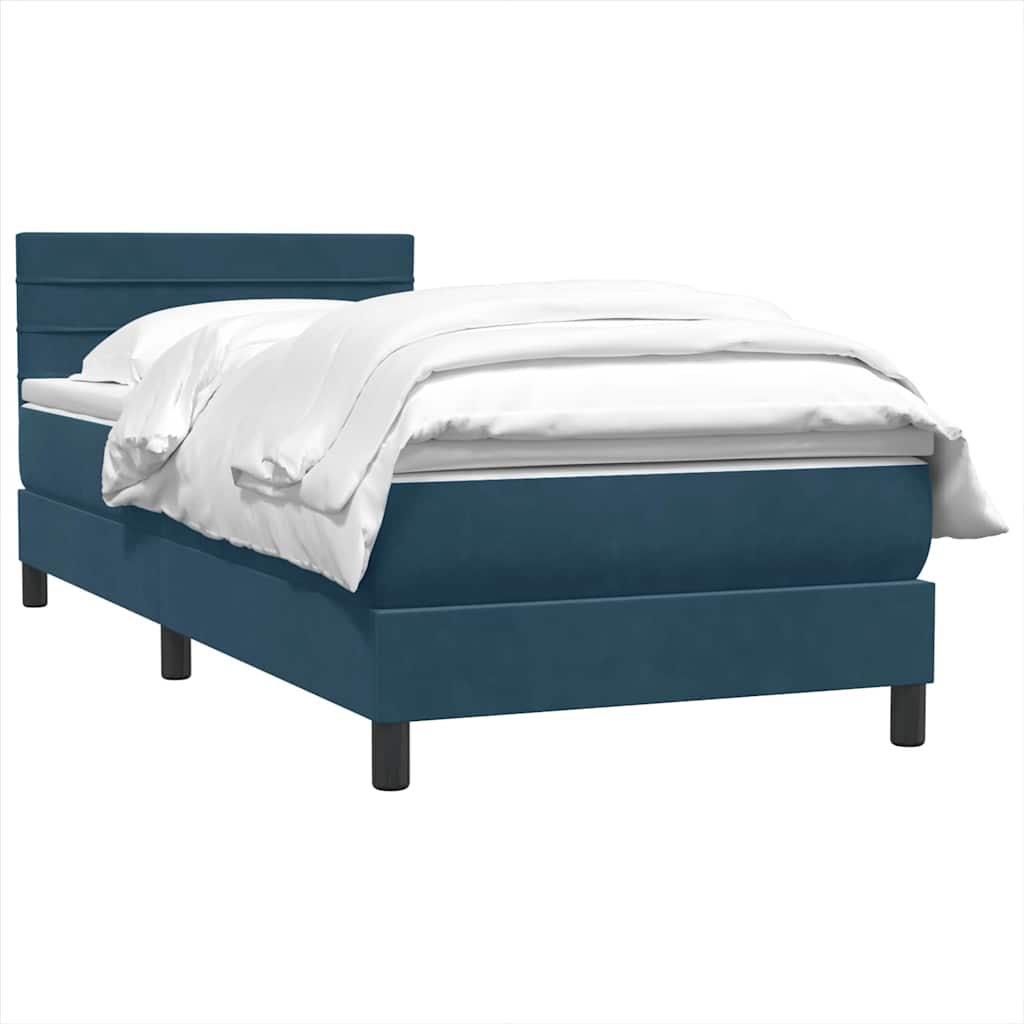 Sommier à lattes de lit et matelas bleu foncé 80x220 cm velours - XIOS