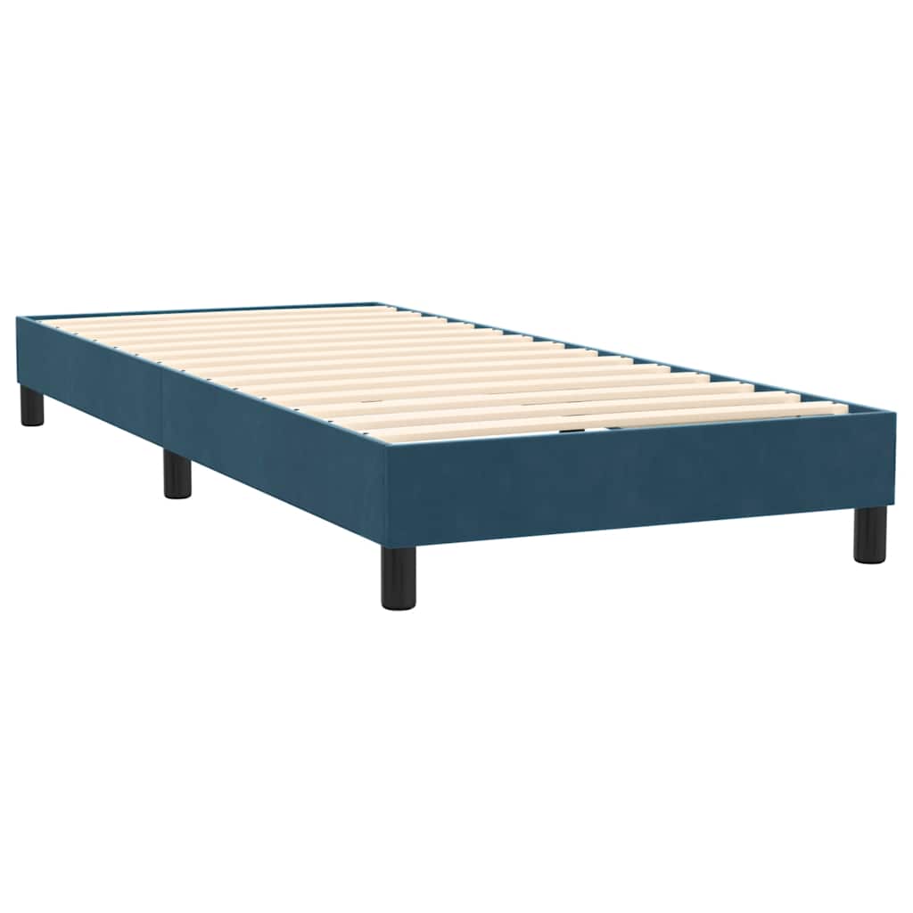 Sommier à lattes de lit et matelas bleu foncé 80x220 cm velours - XIOS