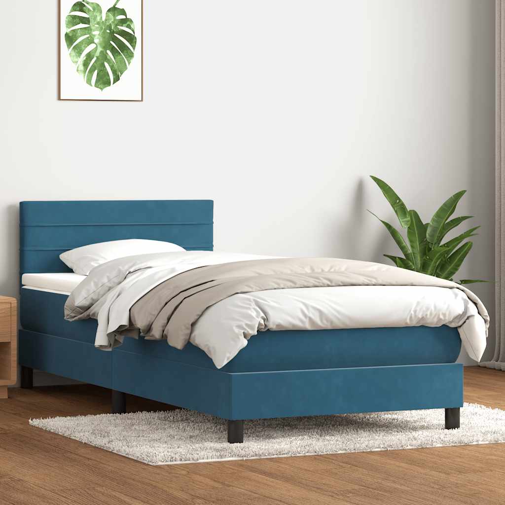 Sommier à lattes de lit et matelas bleu foncé 80x220 cm velours - XIOS
