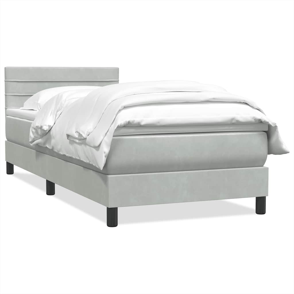 Sommier à lattes de lit et matelas gris clair 90x220 cm velours - XIOS