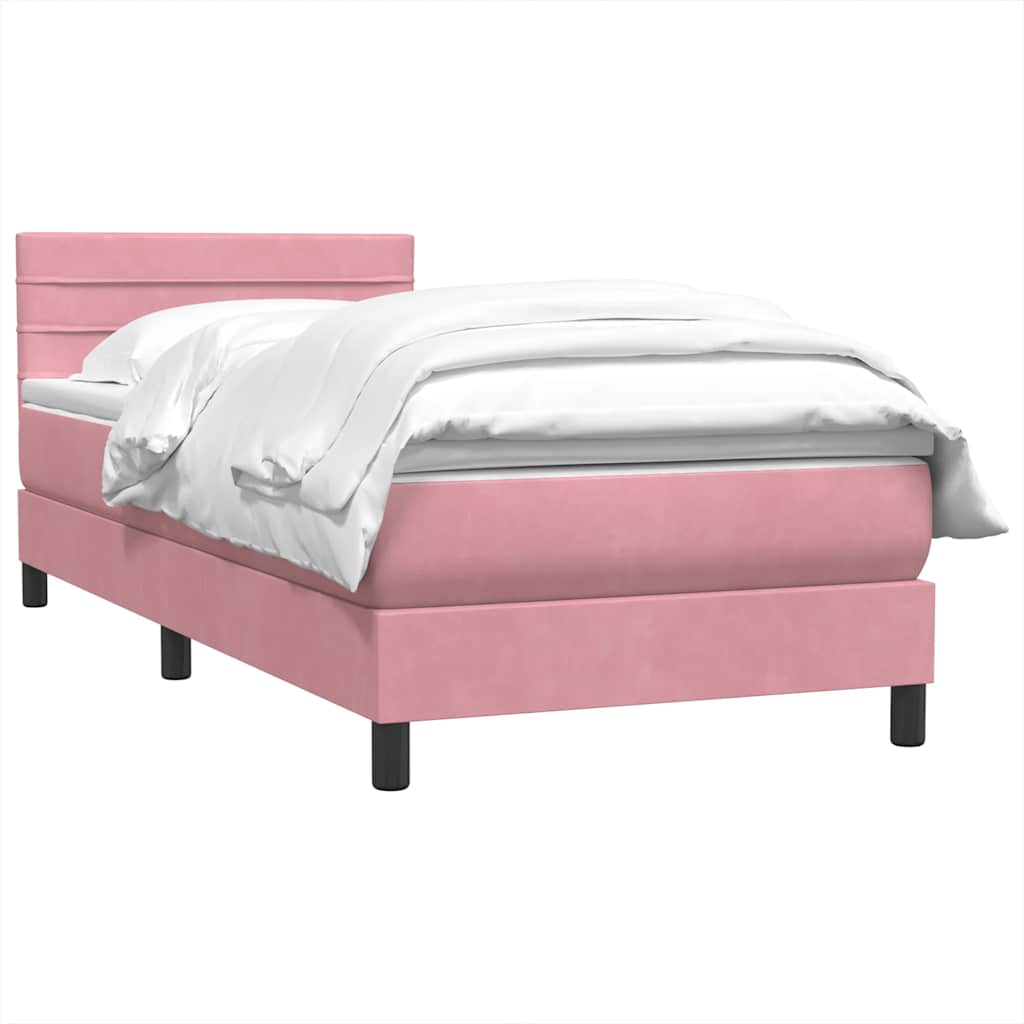 Sommier à lattes de lit avec matelas rose 100x220 cm velours - XIOS