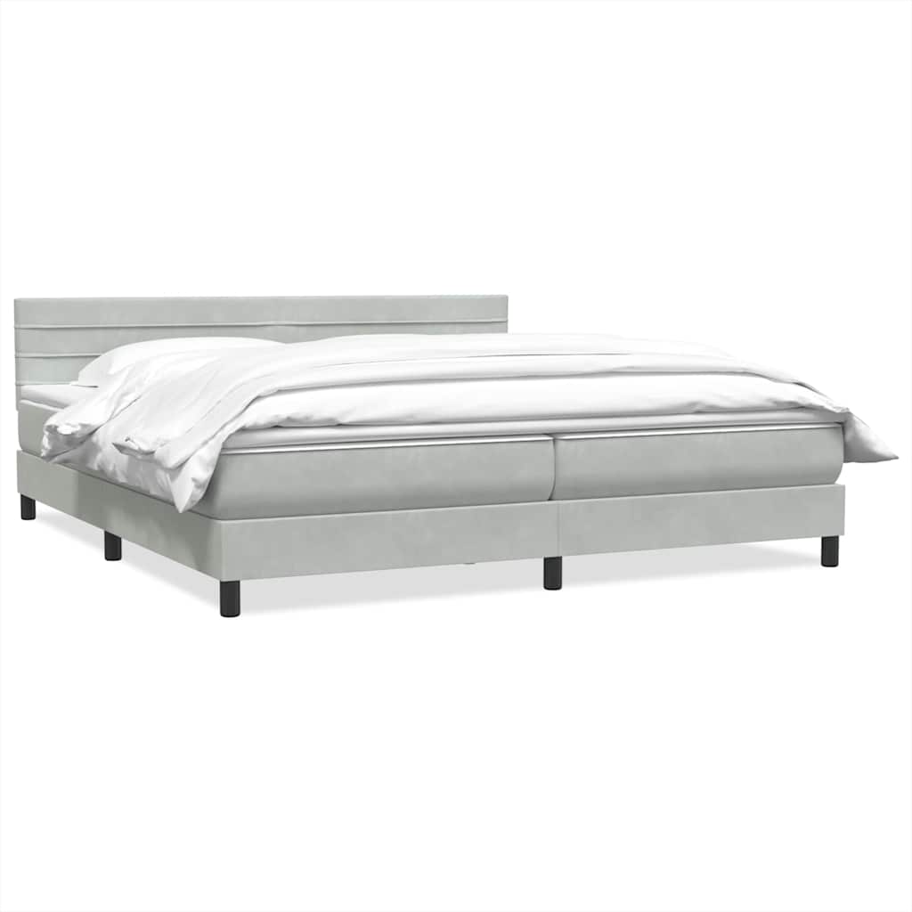 Sommier à lattes de lit et matelas gris clair 180x220cm velours - XIOS