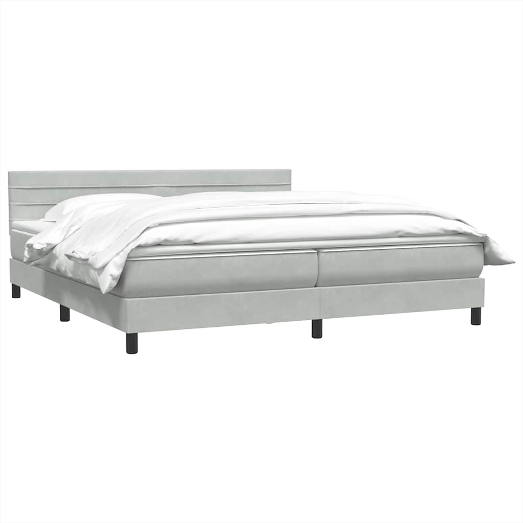 Sommier à lattes de lit et matelas gris clair 180x220cm velours - XIOS