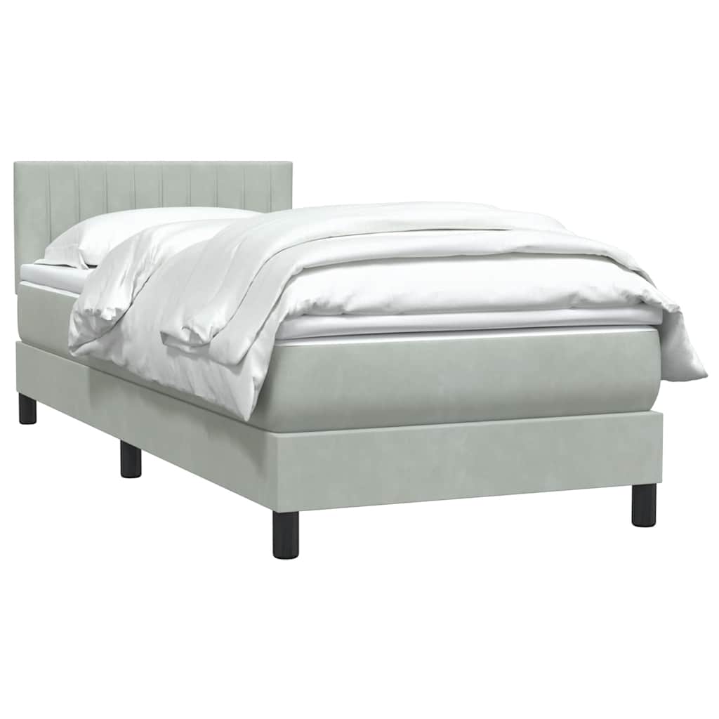 Sommier à lattes de lit et matelas gris clair 80x210 cm velours - XIOS