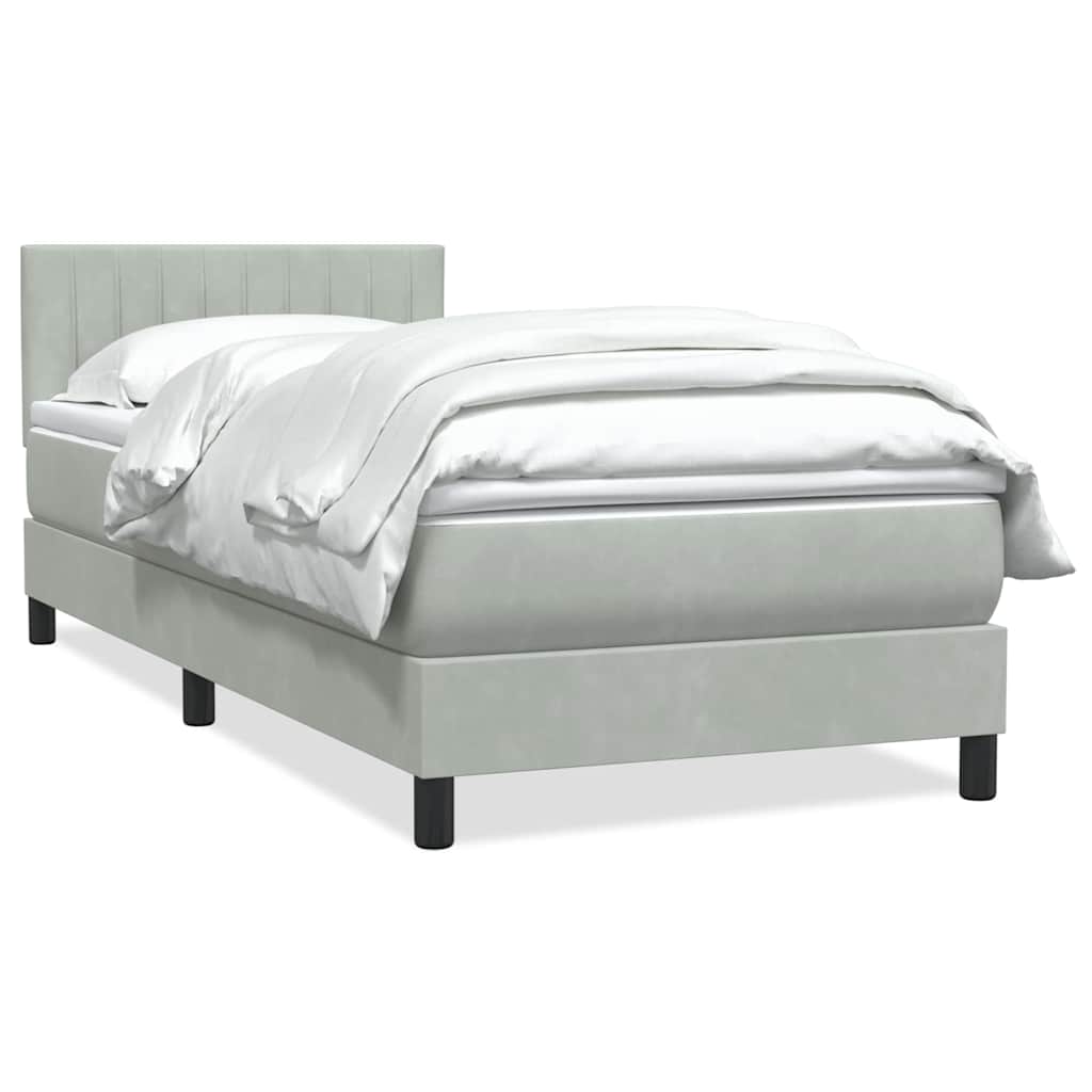 Sommier à lattes de lit et matelas gris clair 80x210 cm velours - XIOS