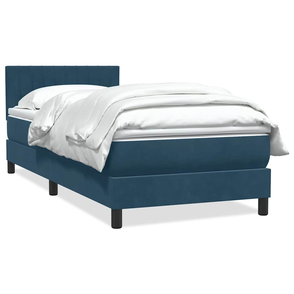 Sommier à lattes de lit et matelas bleu foncé 80x210 cm velours - XIOS