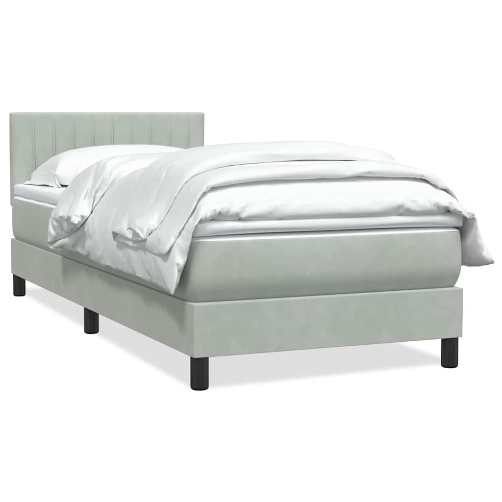 Sommier à lattes de lit et matelas gris clair 90x210 cm velours - XIOS