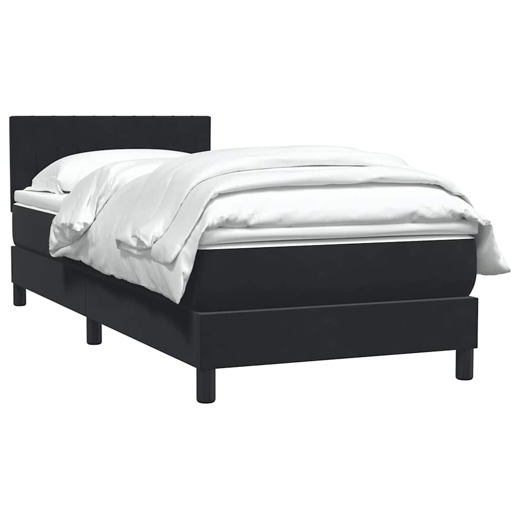 Sommier à lattes de lit avec matelas noir 90x210 cm velours - XIOS