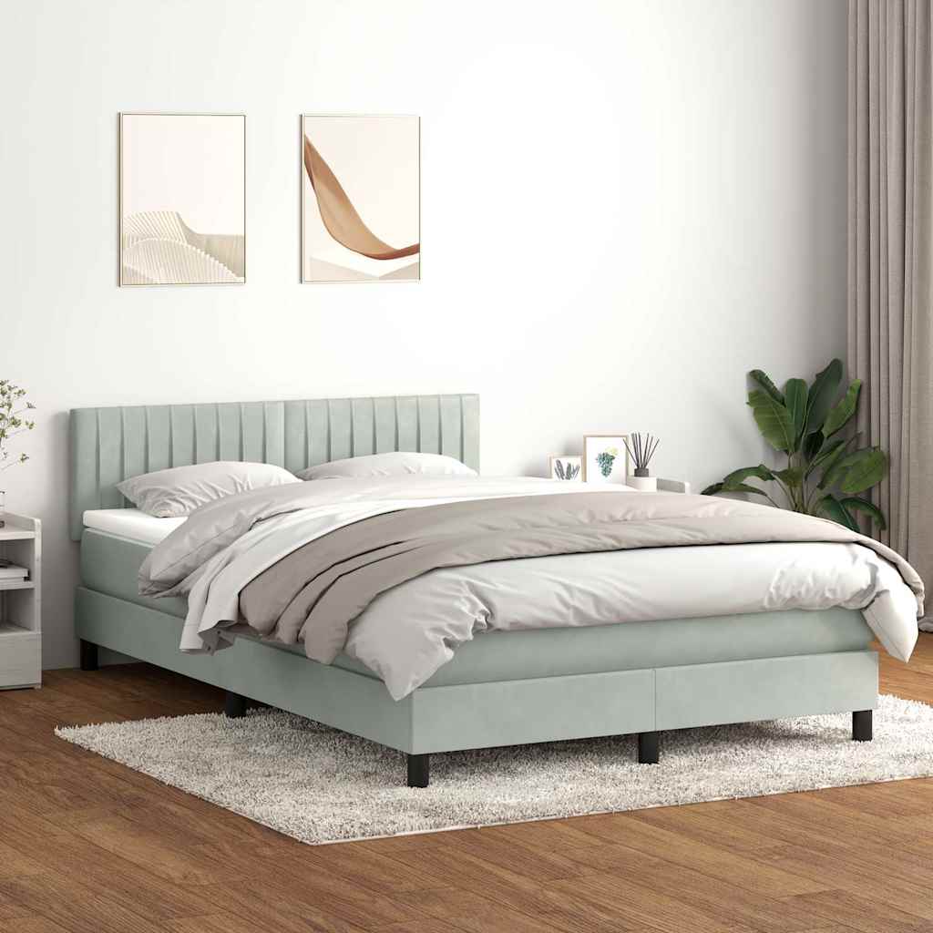 Sommier à lattes de lit et matelas gris clair 160x210cm velours - XIOS