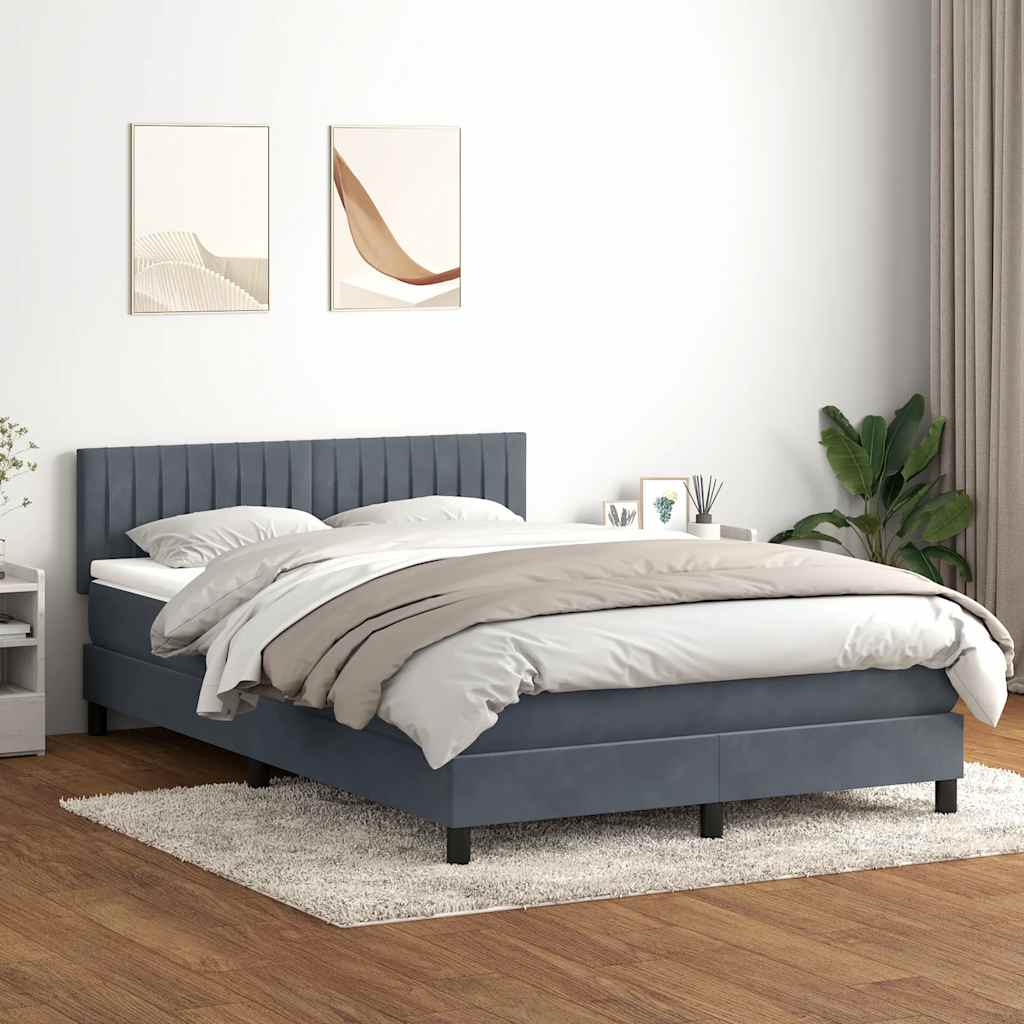 Sommier à lattes de lit et matelas gris foncé 160x210cm velours - XIOS