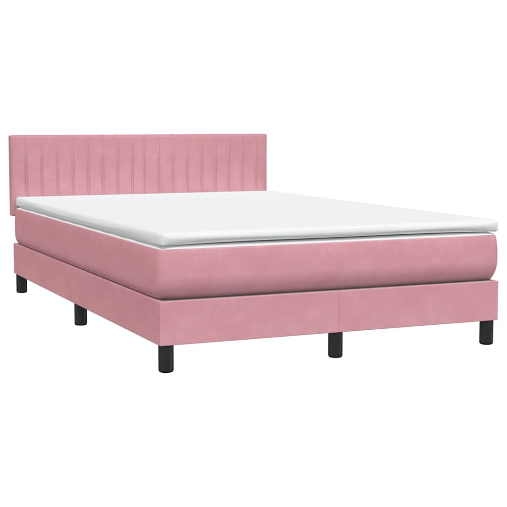 Sommier à lattes de lit avec matelas rose 160x210 cm velours - XIOS