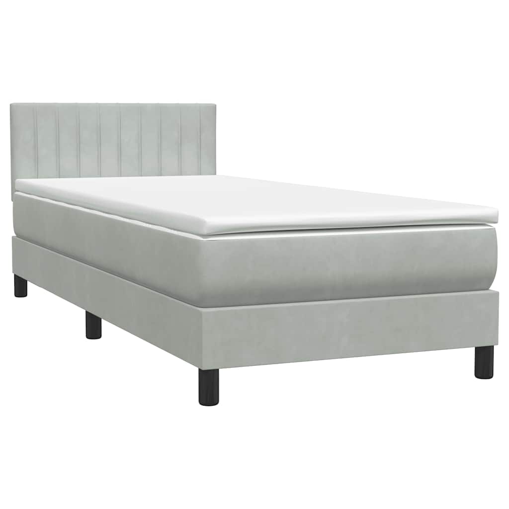 Sommier à lattes de lit et matelas gris clair 80x220 cm velours - XIOS