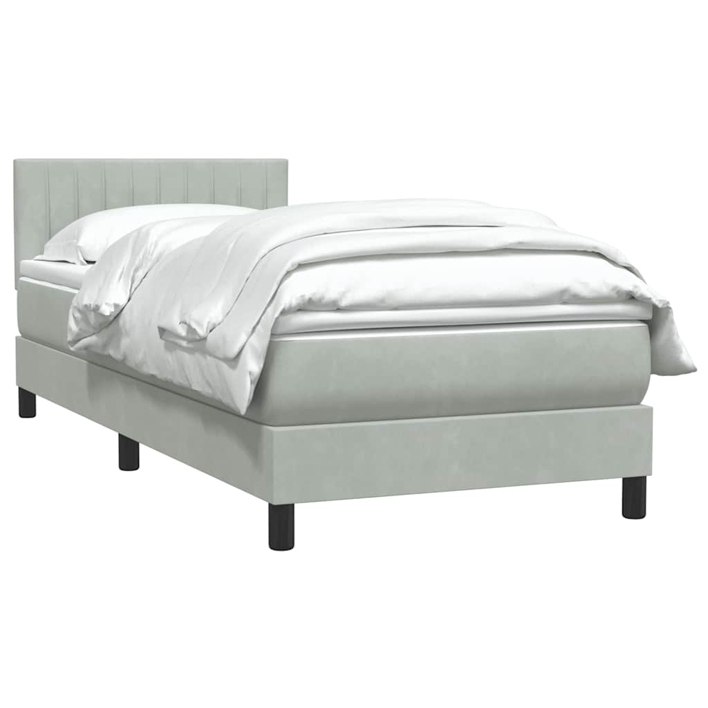 Sommier à lattes de lit et matelas gris clair 80x220 cm velours - XIOS