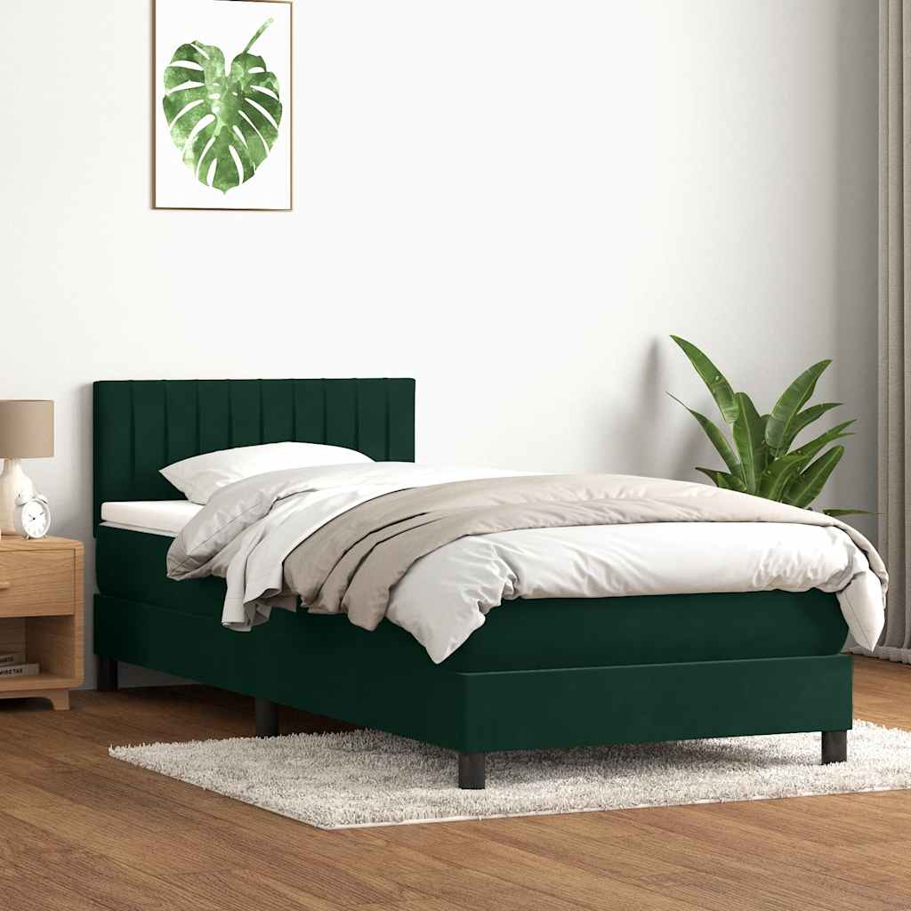 Sommier à lattes de lit et matelas vert foncé 80x220 cm velours - XIOS