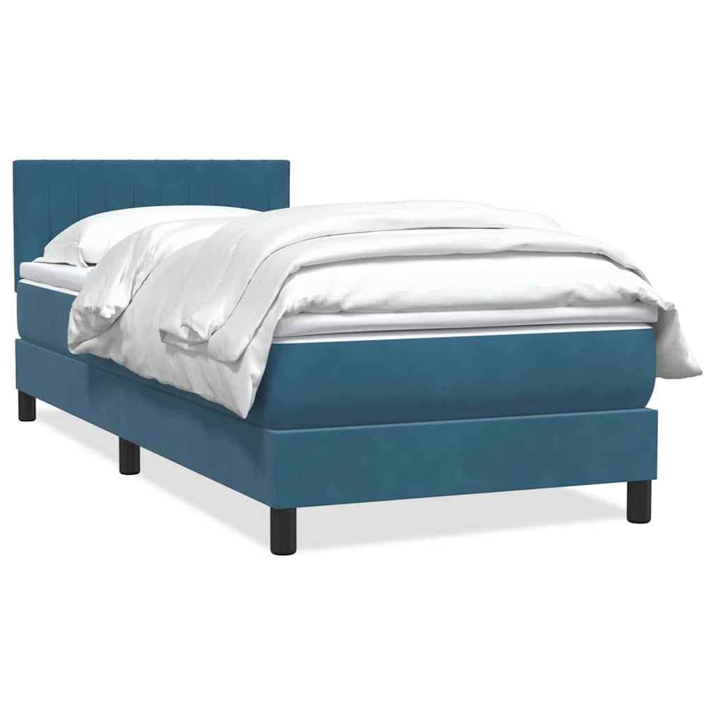 Sommier à lattes de lit et matelas bleu foncé 80x220 cm velours - XIOS