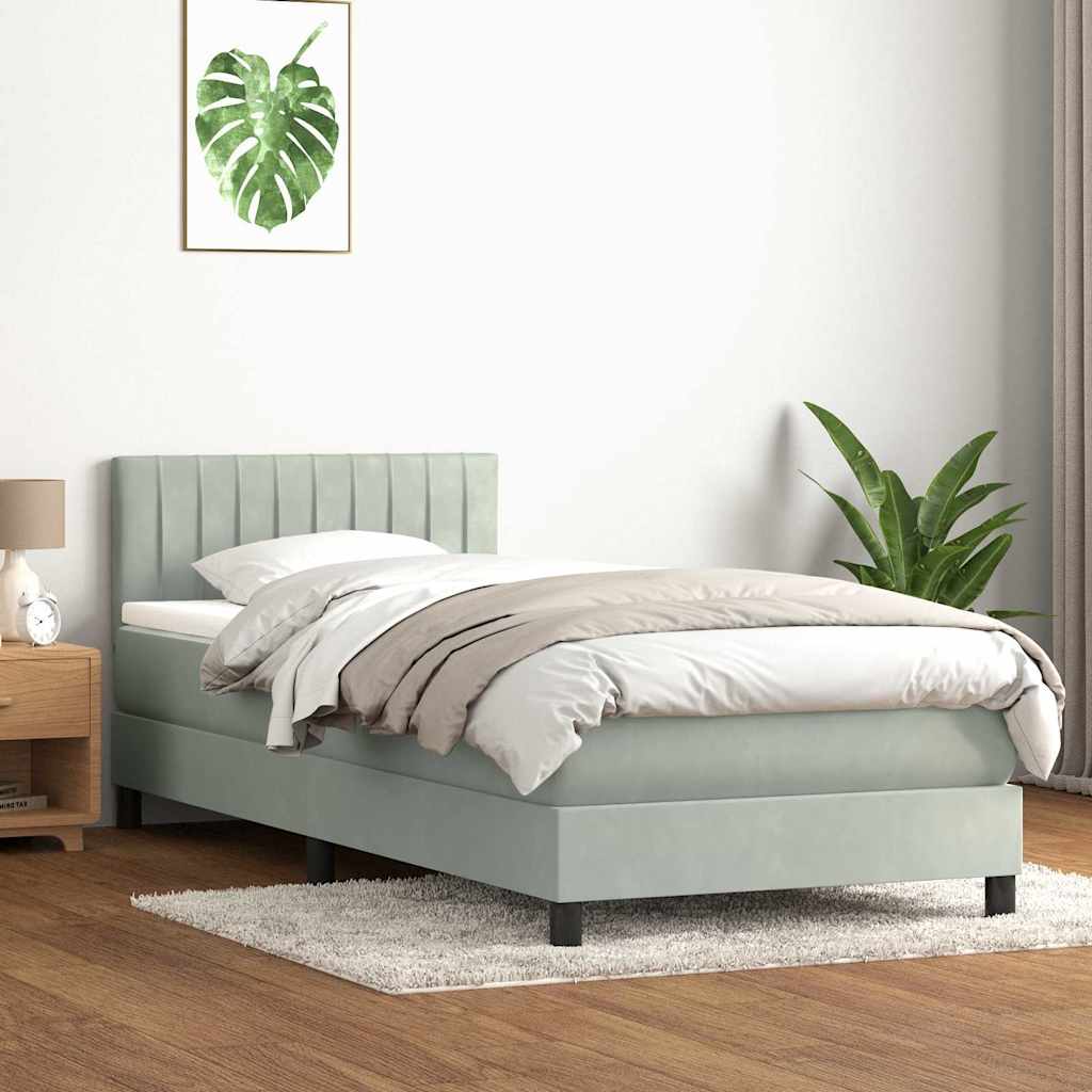 Sommier à lattes de lit et matelas gris clair 90x220 cm velours - XIOS