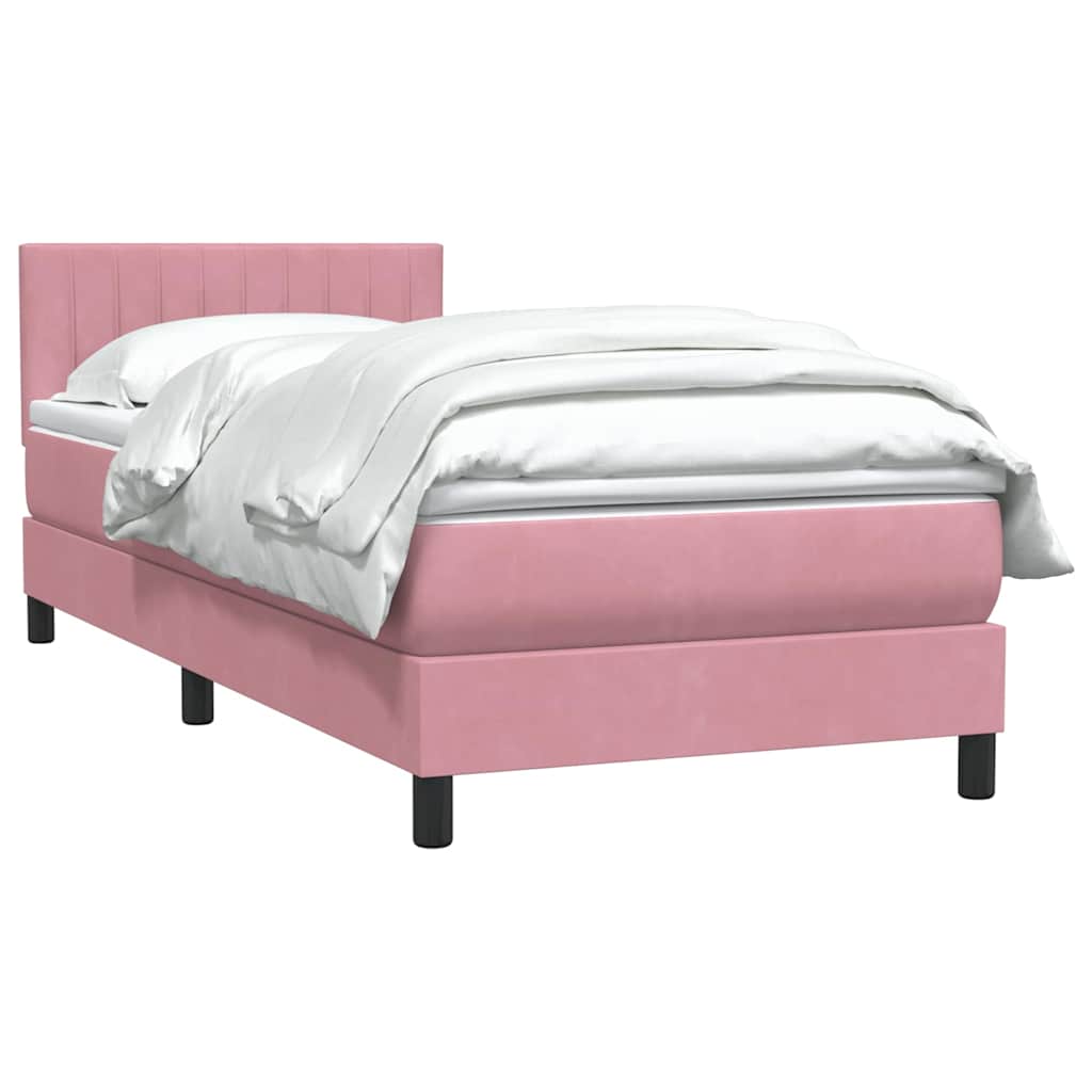 Sommier à lattes de lit avec matelas rose 90x220 cm velours - XIOS