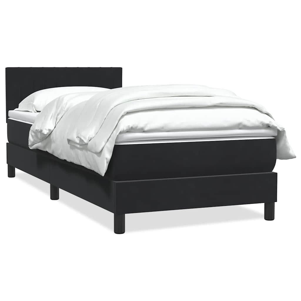 Sommier à lattes de lit avec matelas noir 100x220 cm velours - XIOS